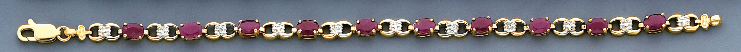 14k Yellow Gold 4.3mm wide Ruby Bracelet 7 Inches